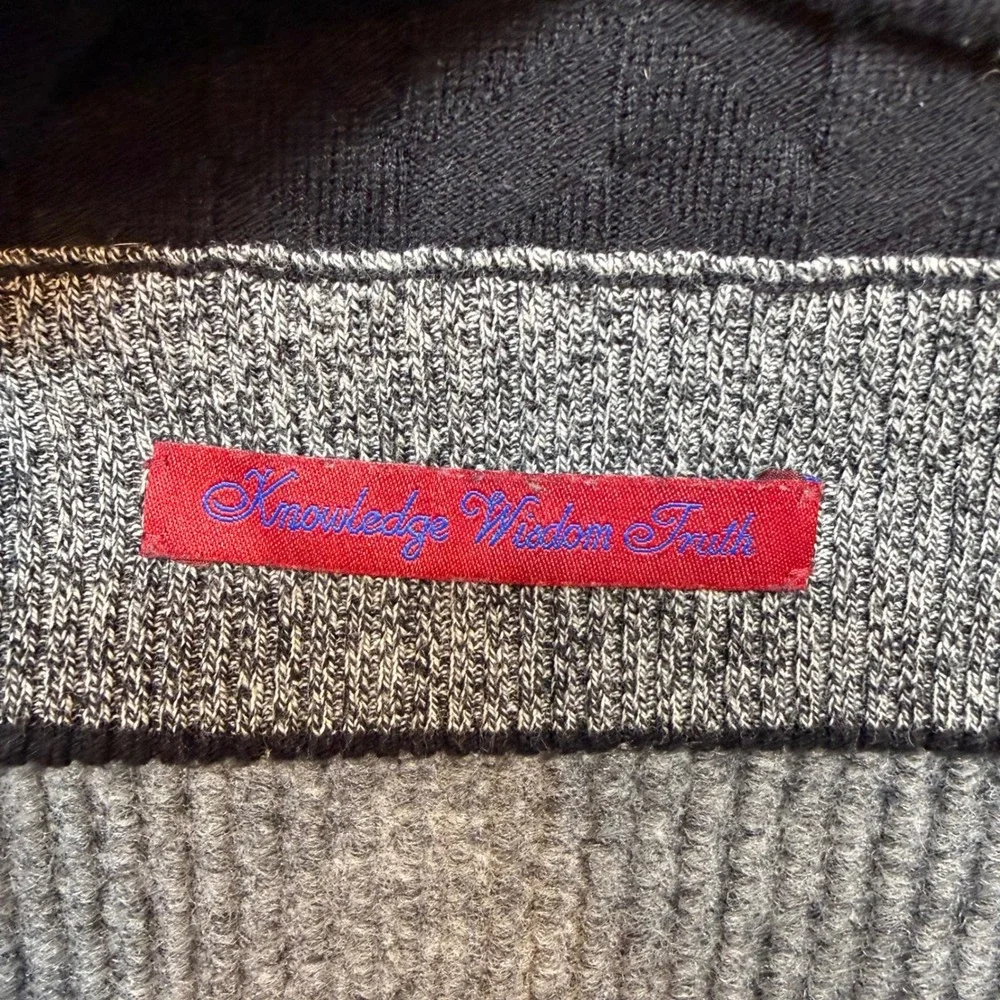 Robert Graham Wool‎ Blend Black Cable Knit Quarter Zip Sweater Medium Luxe